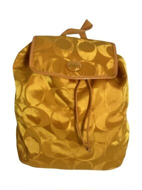 Coach Getaway Orange Nylon with Leather Backpack Signature Logo Design F77350